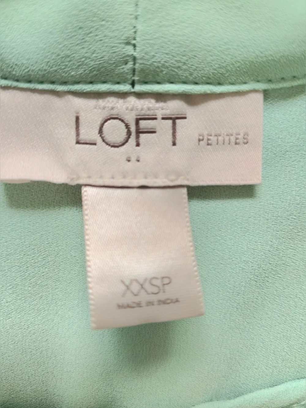 LOFT Petite Sleeveless Blouse XXSP | Mint Green Pleated Front Tank - Picture 3 of 6